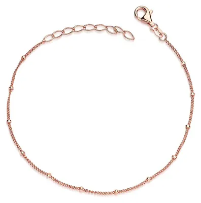 Produktbild von MATERIA by Matthias Wagner - 925 Silber Armkette Kugel rose vergoldet 1mm Armkette Frauen Mädchen 17-20cm SA-80-Rose
