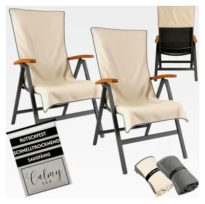 Produktbild von 2 Stück Schonbezug für Hochlehner Gartenstuhl - 130x65cm mit Kapuze aus Microfaser, leicht