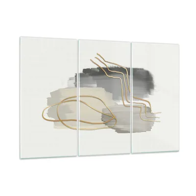 Produktbild von Bilder auf glas - 3 Teile - Abstraktion Stück Gold - 165x110cm - Glasbilder - Wandbilder - Bilder - zum Aufhängen bereit - Wanddekoration aus Glas - Glas Bilder - Wandbild auf Glas - GCE165x110-4149