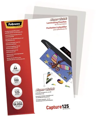 Image de Fellowes® 5440101 Film à plastifier Capture SuperQuick - A4, brillant, 125 microns, 100 feuilles