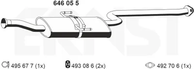 Produktbild von ERNST 646055 Mittelschalldämpfer Schalldämpfer für HYUNDAI MATRIX (FC)