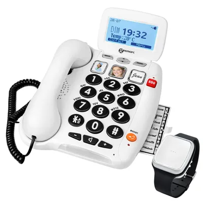Produktbild von Geemarc, Seniorenhandy 40 dB mit SOS-Armband und Sturzerkennung, Weiß
