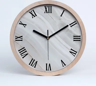 Produktbild von Holzuhr 20fi cm wanduhr - schwarze Spitzen - Marmor Textur