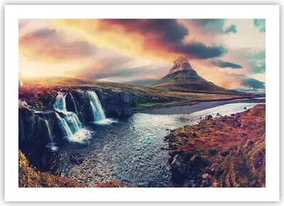 Produktbild von Poster - Poster ohne Rahmen - Wasserfall Himmel Berg - 70x50 cm - Wand Bild - Wanddeko - Wandbilder - Kunstposter - Wandposter - Bilder - Kunstdruck - Wanddekoration - Wandbild - P2XAA70x50-5111