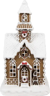 Produktbild von Clayre & Eef Lebkuchenhaus mit LED 13x11x25 cm Braun Kunststoff