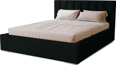 Produktbild von Polsterbett Dream 140x200 cm, Bett mit Kopfteil, Doppelbett mit Bettkasten und Lattenrost aus Holz, Velourstoff:  Schwarz