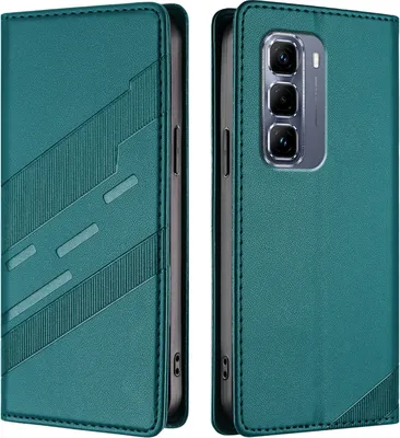 Produktbild von Hülle für Infinix Hot 50 Pro+ 4G, Kunstleder Brieftaschen Handyhülle mit Kartenfach und Standfunktion Grün