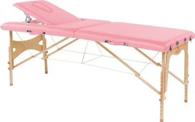 Produktbild von Behandlungsliege, Massageliege, Liege klappbar, mobil, Höhe 57-85 cm, aus Holz, Farbe:47 rose