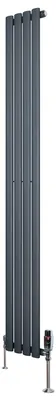 Productafbeelding van Radiator met thermostaaf en chromen ventiel – 1800 mm x 240 mm – Anthracietgrijs