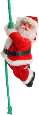 Produktbild von Weihnachtsbeleuchtung - Zwei Weihnachtsmänner klettern an einem Seil mit LED-Lichtern