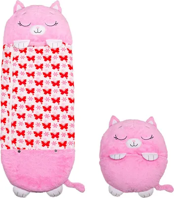Produktbild von Happy Nappers Katze pink | Medium 3-6 Jahre | flauschiger Kuscheltierschlafsack