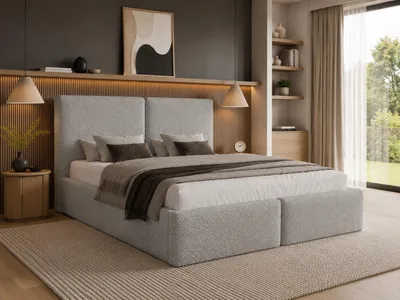 Produktbild von Emlar Polsterbett Estelle 140x200 cm - Designerbett mit Bettkasten & Metalllattenrost - Bouclé-Stoff - Doppelbett mit Stauraum Grau (Quelle 83)