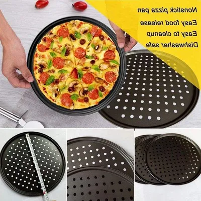 Produktbild von Pizzaplatte mit Perforation 28 cm Schwarz - Backblech für knusprige Pizza