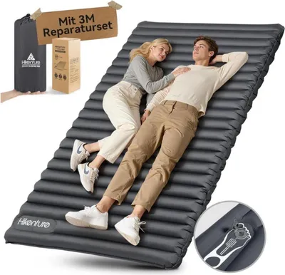 Image de HIKENTURE Matelas double pour 2 personnes bleu marine 120x200cm avec pompe à pied