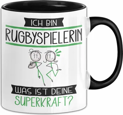 Produktbild von Rugbyspielerin Geschenk Tasse Ich Bin Rugbyspielerin Was Ist Deine Superkraft Geschenkidee Lustig Geburtstag Weihnachten (Schwarz)