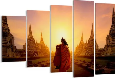 Produktbild von Bild auf Leinwand - Leinwandbild - Tempel Mönch - 150x100cm - Wand Bild - Wanddeko - Wandbilder - Leinwanddruck - Bilder - Kunstdruck - Wanddekoration - Leinwand bilder - Wandkunst - EG150x100-3472