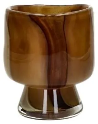 Productafbeelding van Pomax Camou vaas en windlicht van glas, kleur camel, diameter 10 cm, hoogte 12 cm