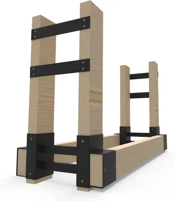 Immagine prodotto di Set di scaffali per legna da ardere, composto da 4 supporti in acciaio, dimensioni 50 x 100 mm, colore nero, per uso esterno