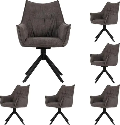 Produktbild von Diningsessel Ginosa - 6er Set - drehbar - dunkelgrau