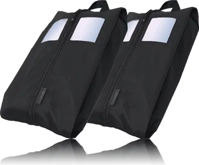 Obrázek produktu pro TRAVEL DUDE tašky na boty, sada 2 kusů, černé, s průhledným okénkem, vodoodpudivé, ultralehké a prachotěsné, obaly na boty pro malé i velké velikosti
