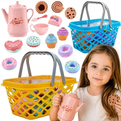 Produktbild von Woopie Einkaufskorb mit Teeservice und Süßigkeiten 26-tlg.
