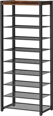 Image de Étagère à chaussures à 10 niveaux pour 18 à 25 paires de chaussures - Marron foncé-noir EBF40XJ01