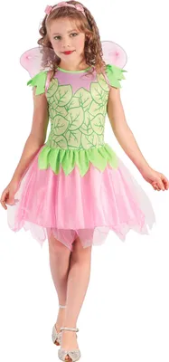 A young girl is posing in a fairy costume.