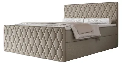 Produktbild von Boxspringbett PONTI III 140x200 Rautenmuster Fußteil Bettkasten Bonellmatratze Taupe