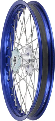Zdjęcie produktu dla Kolo szprychowe 1.6 x 17 "do hamulca tarczowego, aluminiowe anodowane na niebiesko + szprychy ze stali nierdzewnej - Simson S53, S83, MS50