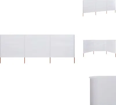 Image de vidaXL Tissu de protection contre le vent en 3 parties 400 x 80 cm Blanc sable - Parasols et ombrelles