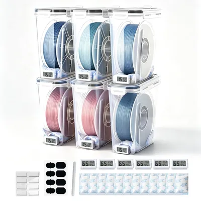 6er Set Filament-Aufbewahrungsbox, luftdicht, mit Hygrometer