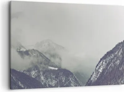 Produktbild von Bild auf Leinwand - Leinwandbild - Einteilig - Berge Wald Nebel - 120x80cm - Wand Bild - Wanddeko - Wandbilder - Leinwanddruck - Bilder - Wanddekoration - Leinwand bilder - Wandbild - AA120x80-4270