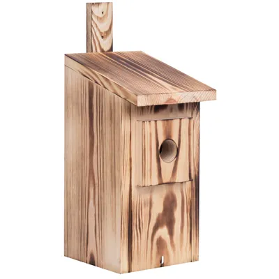 Obrázek produktu pro Woodygift ptačí budka typ A opalovaná dřevěná budka 32 mm pro vrabce brhlíka sýkorku a mazurka