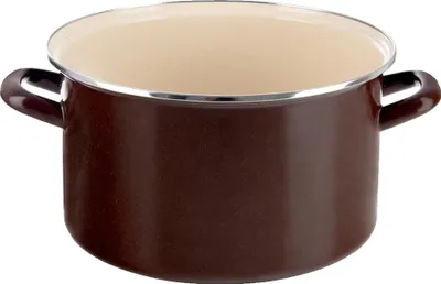 Zdjęcie produktu dla Garnek emaliowany, pojemność 10 litrów, ergonomiczne uchwyty, brązowy, 5L