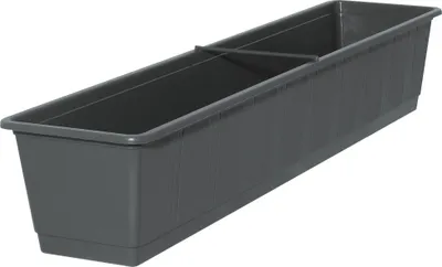 Produktbild von Geli Balkonkasten STANDARD Anthrazit mit Holzstruktur 80 cm - Kunststoff