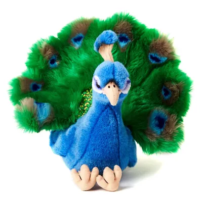 Produktbild von Uni-Toys - Pfau - 19 cm (Höhe) - Plüsch-Vogel - Plüschtier, Kuscheltier