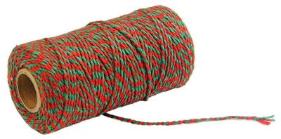 Produktbild von Baumwollkordel - 2 mm Stärke - Bastelschnur für Handwerk und Gartenarbeit - 1 Rolle - Rot Grün