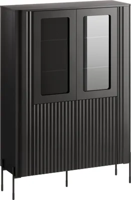 Produktbild von Dmora Vitrine Cimino 110x39,6x160h cm Schwarz, 8 Regale 2 Türen