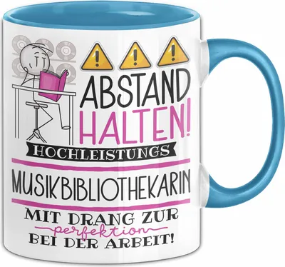 Produktbild von Musikbibliothekarin Tasse Geschenk Lustig Abstand Halten Hochleistungs-Musikbibliothekarin Mit Drang Zur Perfektion Bei Der Arbeit (Blau)