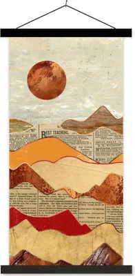 Produktbild von MuchoWow® Textilposter Vintage - Zeitung - Marmor 40x80 cm mit schwarzem Rahmen - Wandemalerei