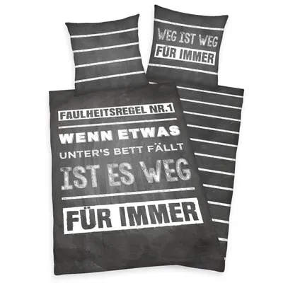 Produktbild von Renforcé-Bettwäsche "Wenn etwas unters Bett fällt" 135 x 200/80 x 80 cm Stand.-Var.