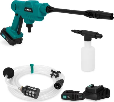 Produktbild von Vonroc Profi Akku Hochdruckreiniger mobil 24bar - Kabellose mini Drucksprüher Akku mit Pistole inkl 2x2.0Ah Akku & Ladegerät
