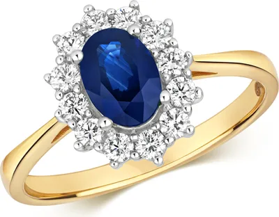 Produktbild von Stylischer 18 Karat (750) Gold Herz Damen - Diamant Ring Brillant-Schliff 0.42 Karat HI - SI mit Saphir, 53 (16.9); TRS2383RSM