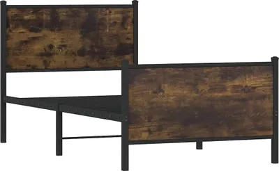 Obrázek produktu pro vidaXL Kovová postel bez matrace, kouřový dub 80x200 cm