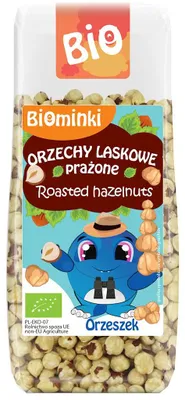 ORZECHY LASKOWE BLANSZOWANE PRAŻONE BIO 100 g - BIOMINKI