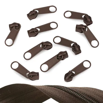 10 Reißverschluss Zipper für Endlosreißverschluss, 5mm, schockobraun