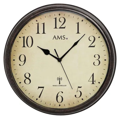 Wanduhr 32 cm, funkgesteuert, Vintage, arabische Ziffern, geräuschlos