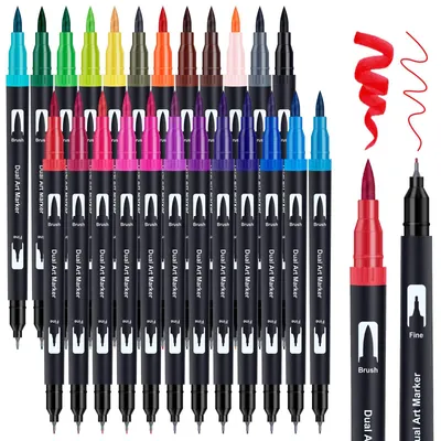 Produktbild von Doppelspitzen-Farbstifte-Set mit 24 Farben zum Zeichnen und für Handlettering