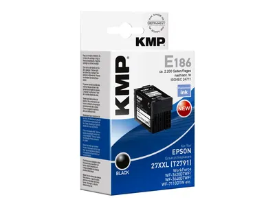 Obrázek produktu pro KMP E186, Černá, Inkoust na pigmentové bázi, 34 ml, 2200 str.