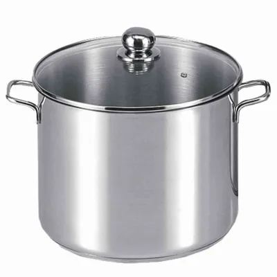 Image de Karl Krüger 72727 Jumbotopf acier inoxydable avec couvercle en verre 28 cm, capacité 14 litres / Casserole / Maxi Topf / INDUCTION